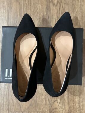 INC International Concepts Black Pointed-Toe Suede Pumps